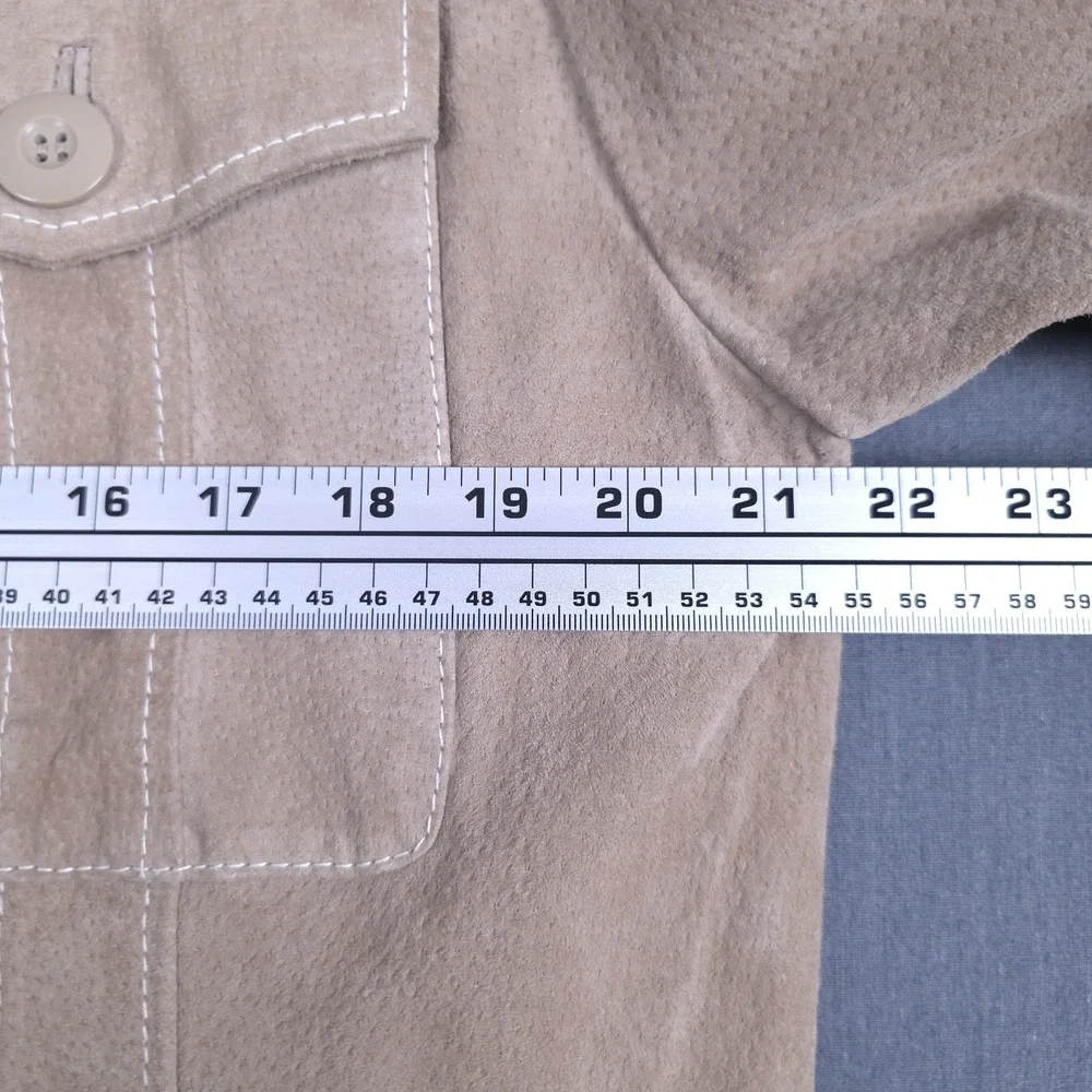 Wilson Suede Jacket Mens Medium Tan Leather Button Up Lined Shacket Hand Pockets